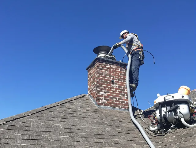Dedicated Eastlake Chimney Sweep team member cleaning a chimney in Eastlake, OH
