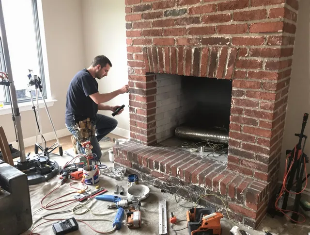 Eastlake Chimney Sweep specialist finalizing chimney liner service in Eastlake, OH