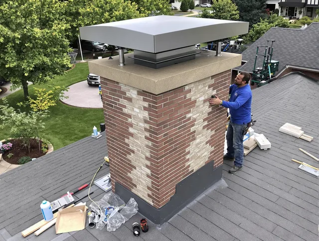Eastlake Chimney Sweep team working on a custom chimney remodel in Eastlake, OH