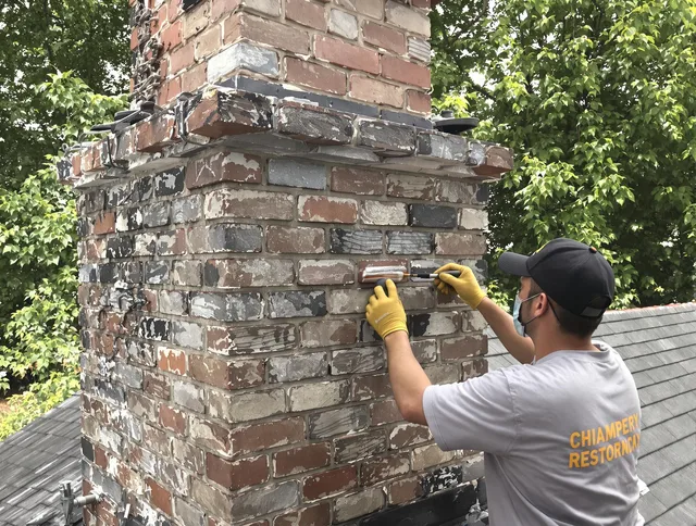 In-progress chimney restoration by Eastlake Chimney Sweep in Eastlake, OH